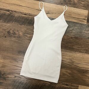 Mango white ribbed mini dress
